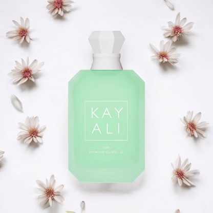 Kayali - Yum Pistachio Gelato perfume fragrance samples in 1ml, 2ml, and 5ml sizes, offering a luxurious and versatile scent experience