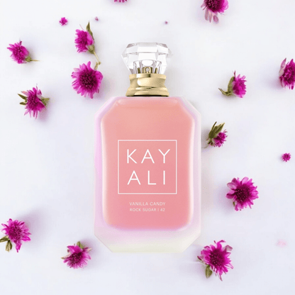 Kayali Vanilla Candy Rock Sugar perfume fragrance samples in 1ml, 2ml, and 5ml sizes, offering a luxurious and versatile scent experience.