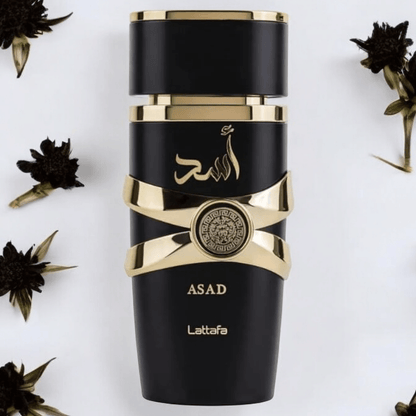 Lattafa Asad perfume fragrance samples in 1ml, 2ml, and 5ml sizes, offering a luxurious and versatile scent experience.