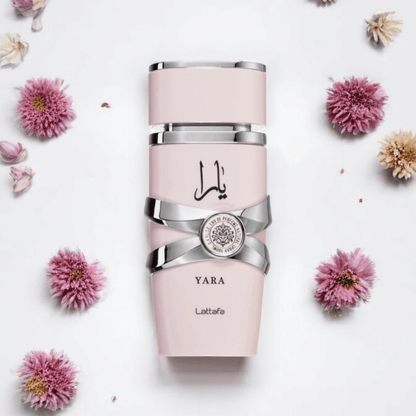 Lattafa Yara perfume fragrance samples in 1ml, 2ml, and 5ml sizes, offering a luxurious and versatile scent experience.