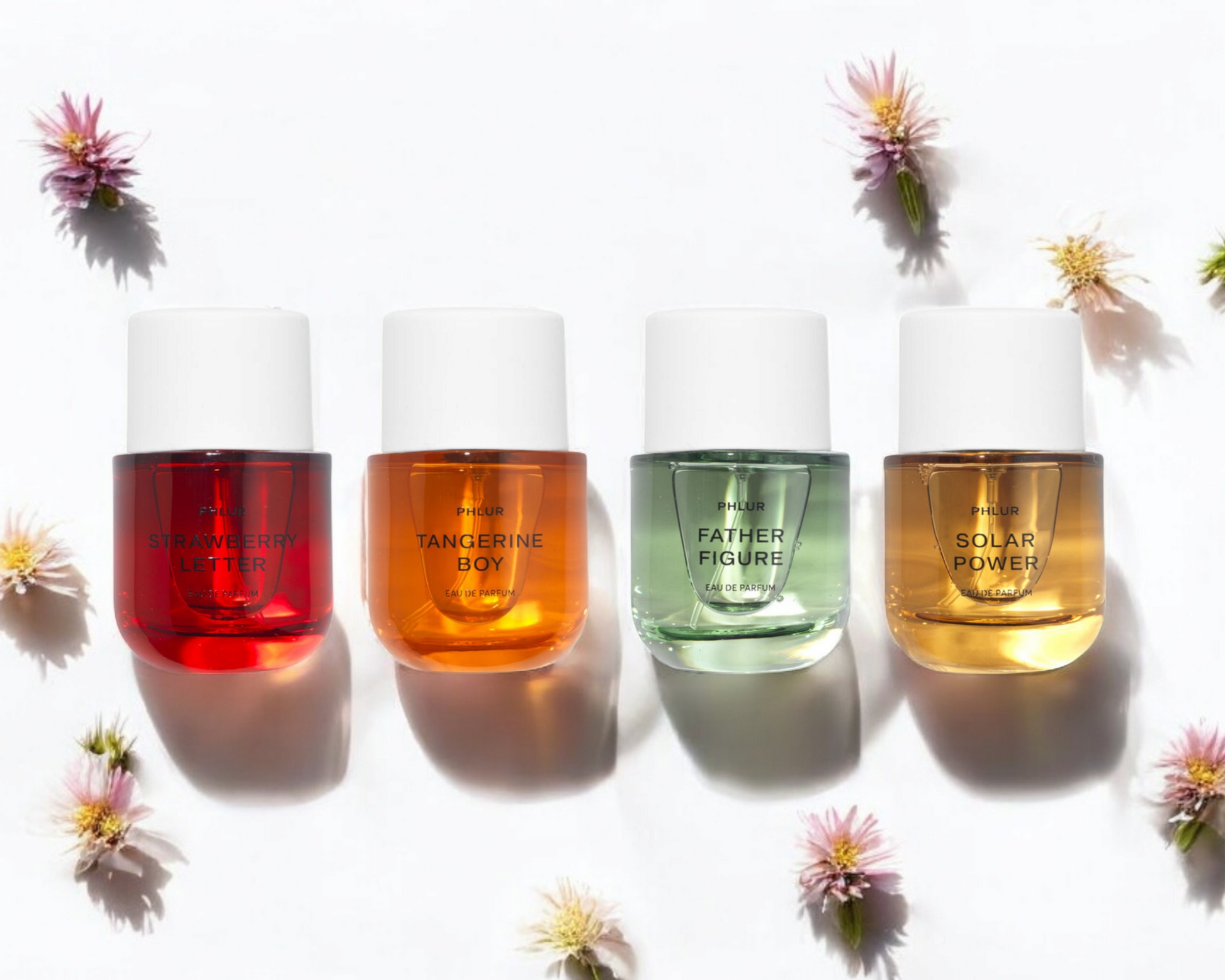 Phlur Sample Set 4 x 1ml of Strawberry Letter, Tangerine Boy, Father Figure, Solar Power 