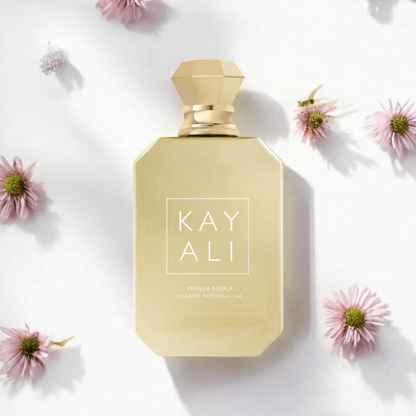 Kayali Vanilla Royale Sugared Patchouli perfume fragrance samples in 1ml, 2ml, and 5ml sizes, offering a luxurious and versatile scent experience.