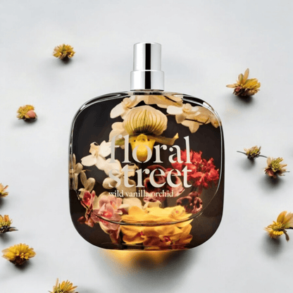 Wild Vanilla Orchid Floral Street perfume fragrance samples in 1ml, 2ml, and 5ml sizes, offering a luxurious and versatile scent experience.