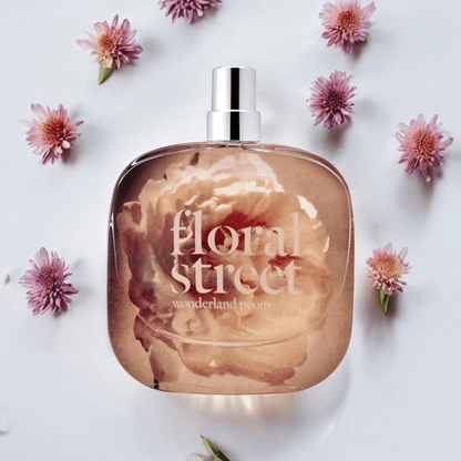 Wonderland Peony Floral Street perfume fragrance samples in 1ml, 2ml, and 5ml sizes, offering a luxurious and versatile scent experience.